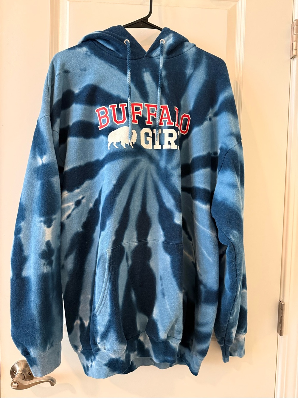 Blue Tie-Dye Buffalo Girl Hoodie - XL
